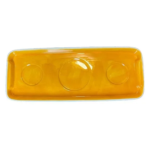 Hues N Brews Teapot Set w/ 2 Cups & Tray Ceramic Yellow Orange Hand Painted - Picture 10 of 11